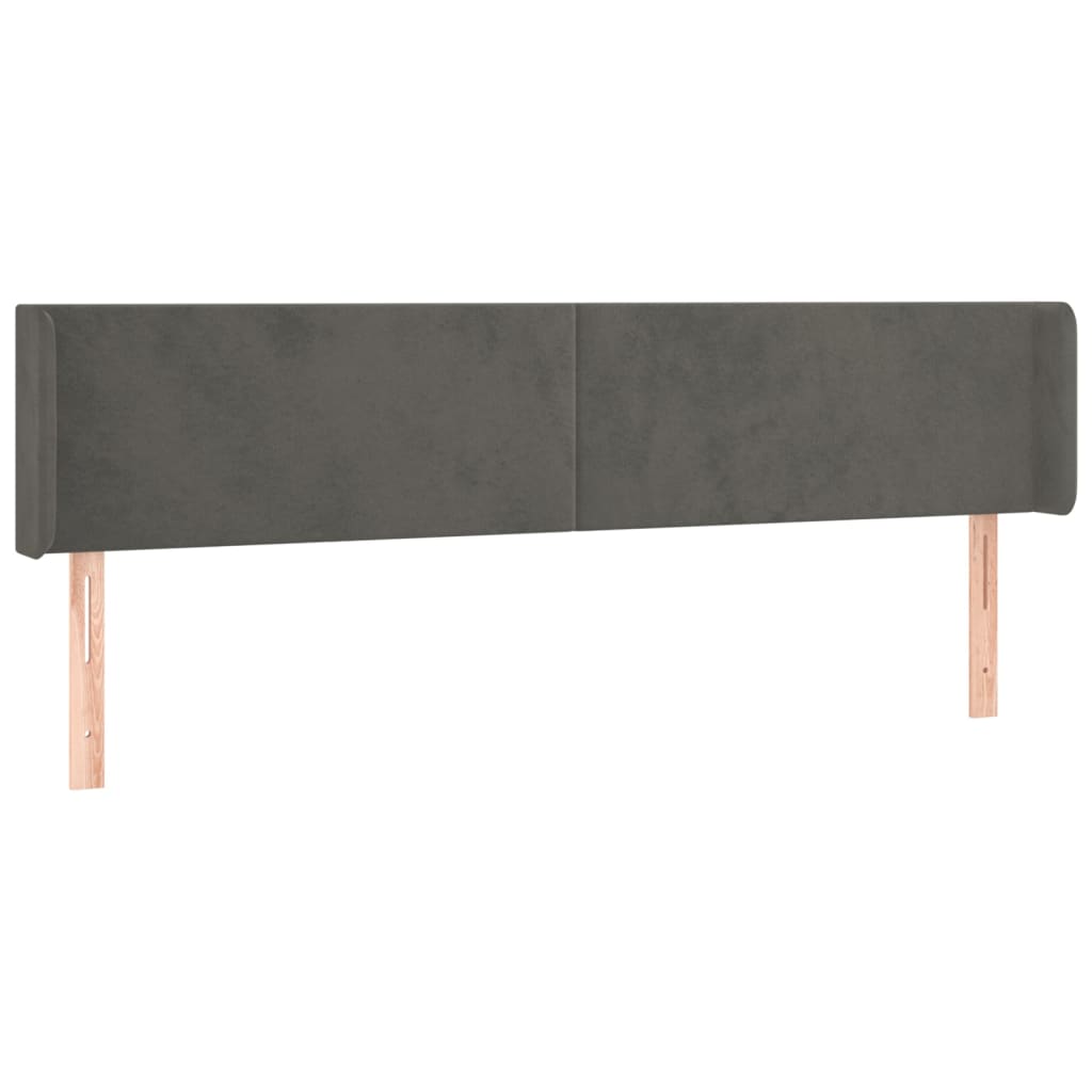 sengegavl med kanter 203x16x78/88 cm fløjl mørkegrå