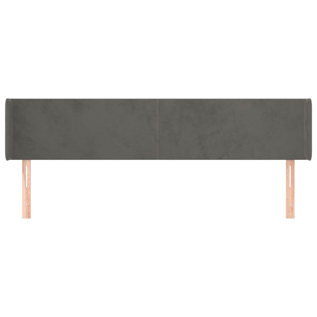 sengegavl med kanter 203x16x78/88 cm fløjl mørkegrå