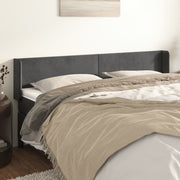 sengegavl med kanter 203x16x78/88 cm fløjl mørkegrå