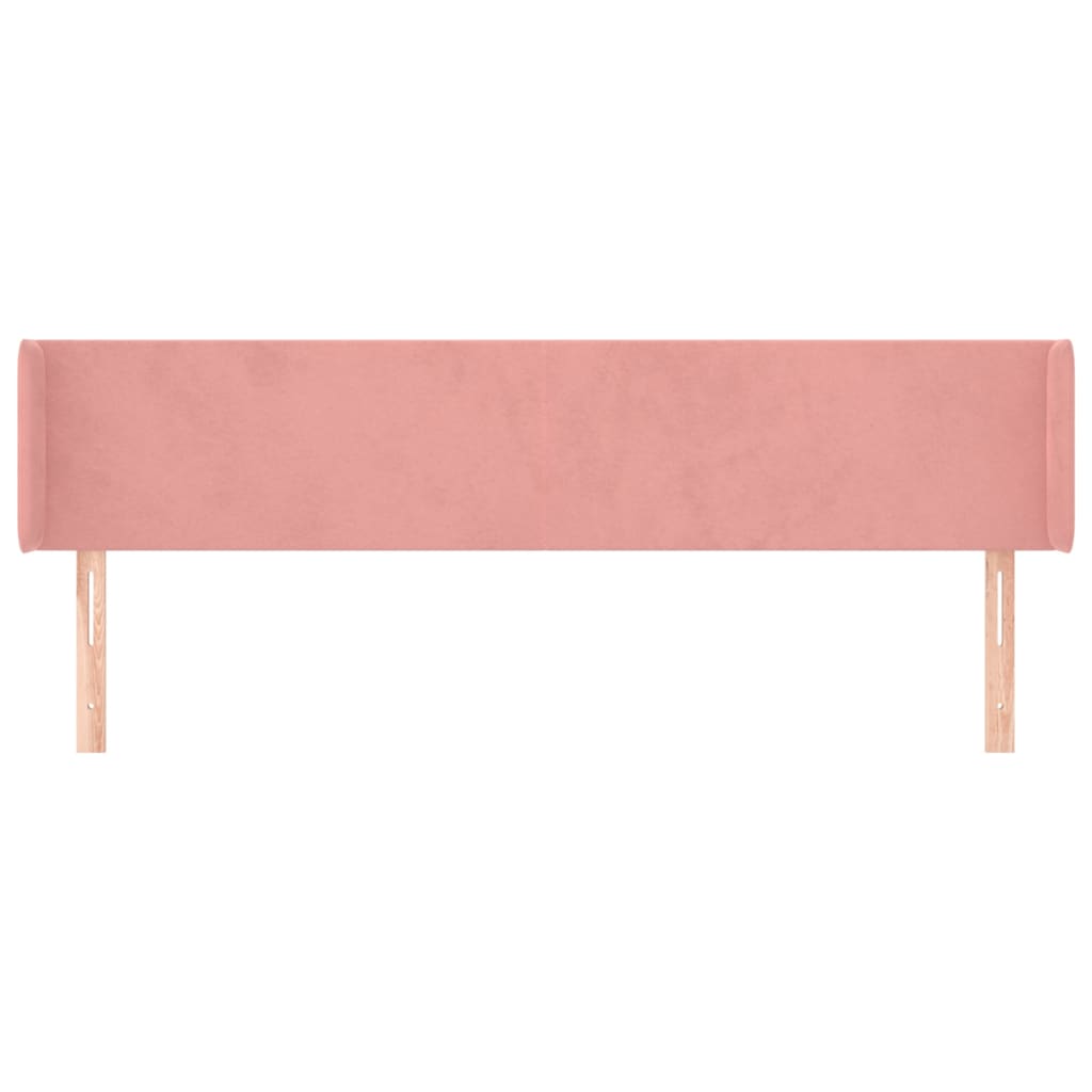 sengegavl med kanter 203x16x78/88 cm fløjl lyserød