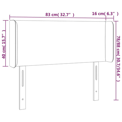 sengegavl med kanter 83x16x78/88 cm kunstlæder cremefarvet