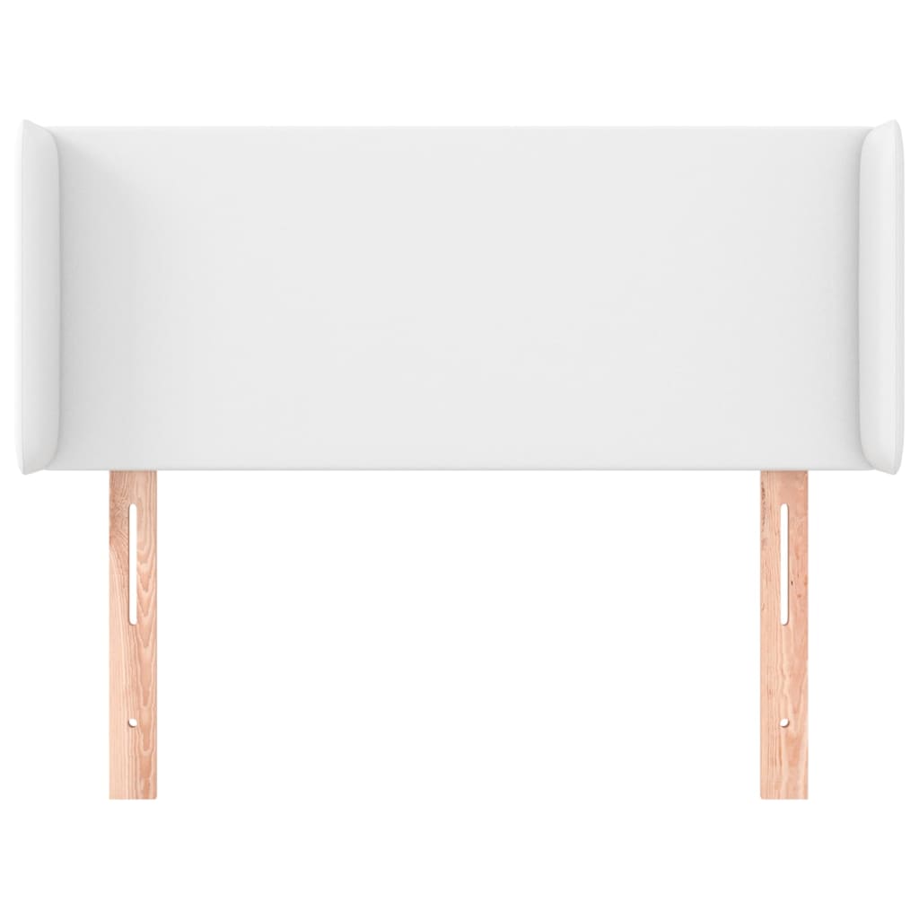 sengegavl med kanter 93x16x78/88 cm kunstlæder hvid