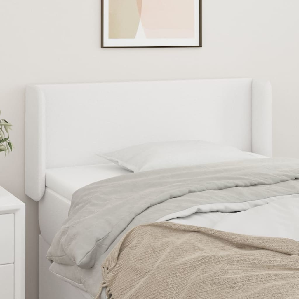 sengegavl med kanter 93x16x78/88 cm kunstlæder hvid