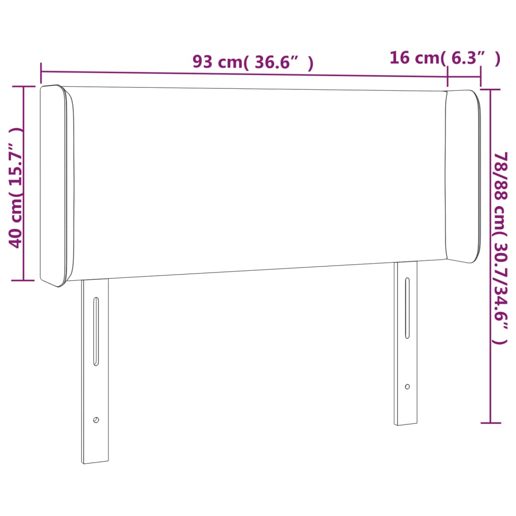 sengegavl med kanter 93x16x78/88 cm kunstlæder grå