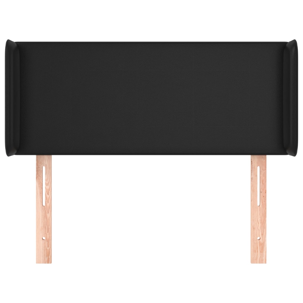 sengegavl med kanter 103x16x78/88 cm kunstlæder sort