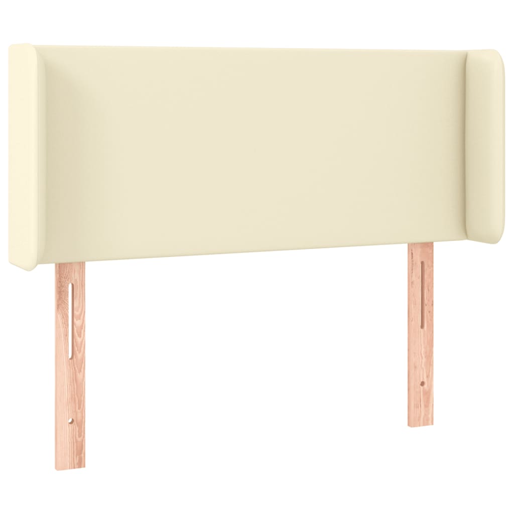 sengegavl med kanter 103x16x78/88 cm kunstlæder cremefarvet