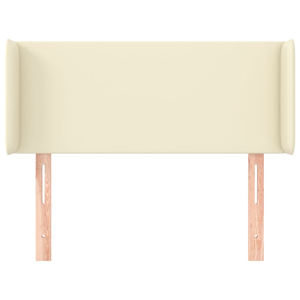sengegavl med kanter 103x16x78/88 cm kunstlæder cremefarvet