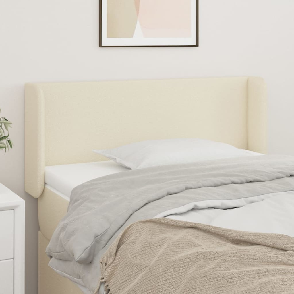sengegavl med kanter 103x16x78/88 cm kunstlæder cremefarvet