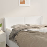 sengegavl med kanter 147x16x78/88 cm kunstlæder hvid