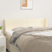 sengegavl med kanter 147x16x78/88 cm kunstlæder cremefarvet
