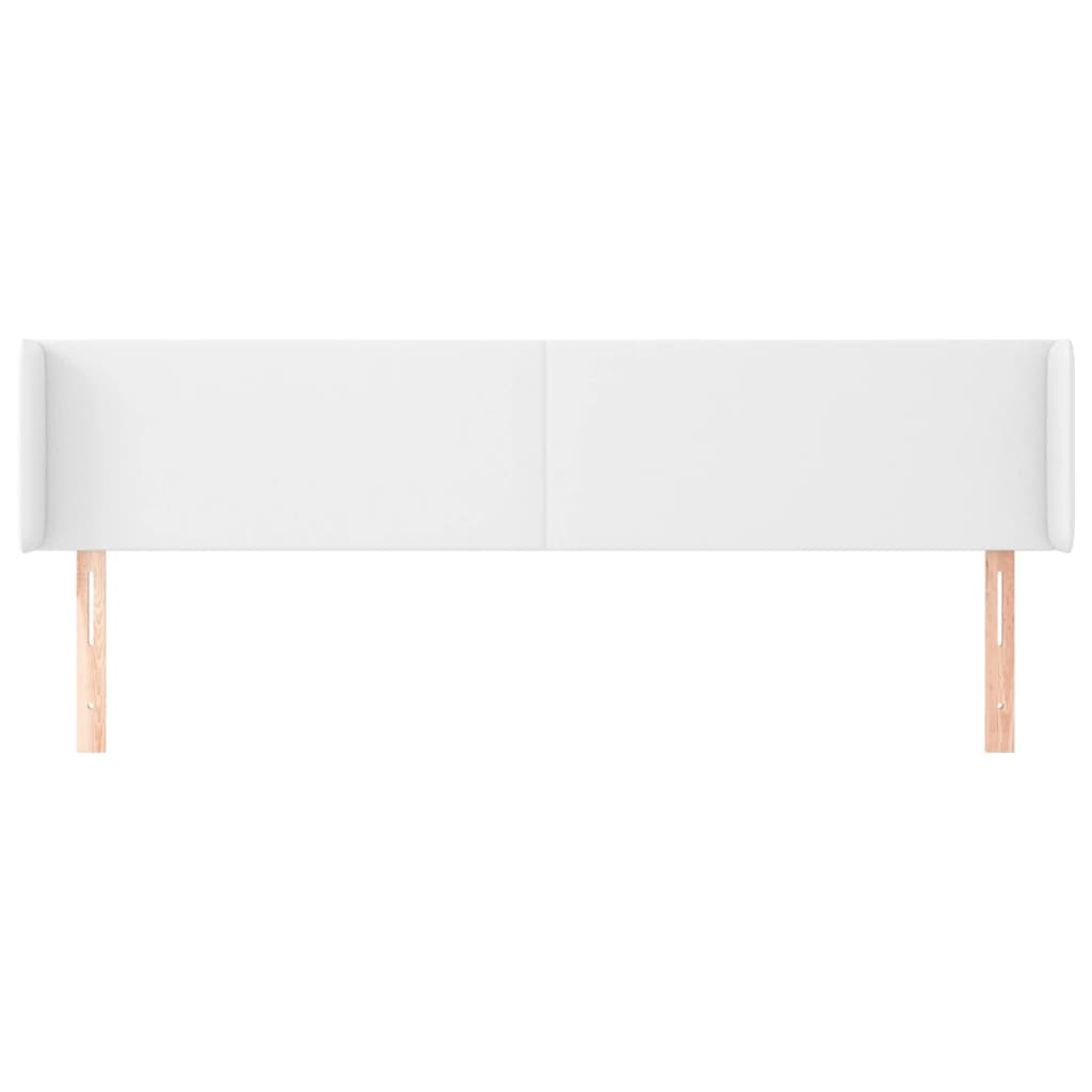sengegavl med kanter 163x16x78/88 cm kunstlæder hvid