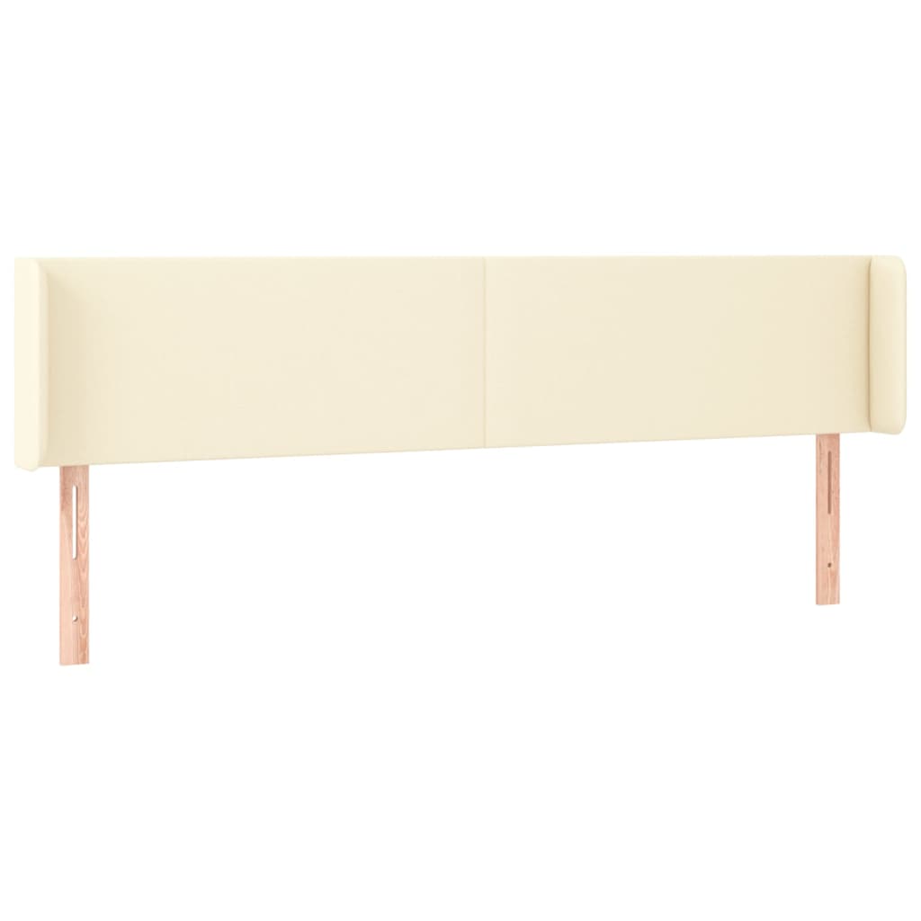 sengegavl med kanter 183x16x78/88 cm kunstlæder cremefarvet