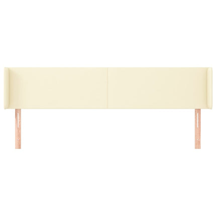 sengegavl med kanter 183x16x78/88 cm kunstlæder cremefarvet