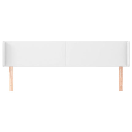 sengegavl med kanter 203x16x78/88 cm kunstlæder hvid