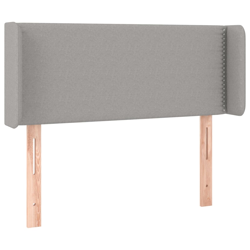sengegavl med kanter 83x16x78/128 cm stof lysegrå