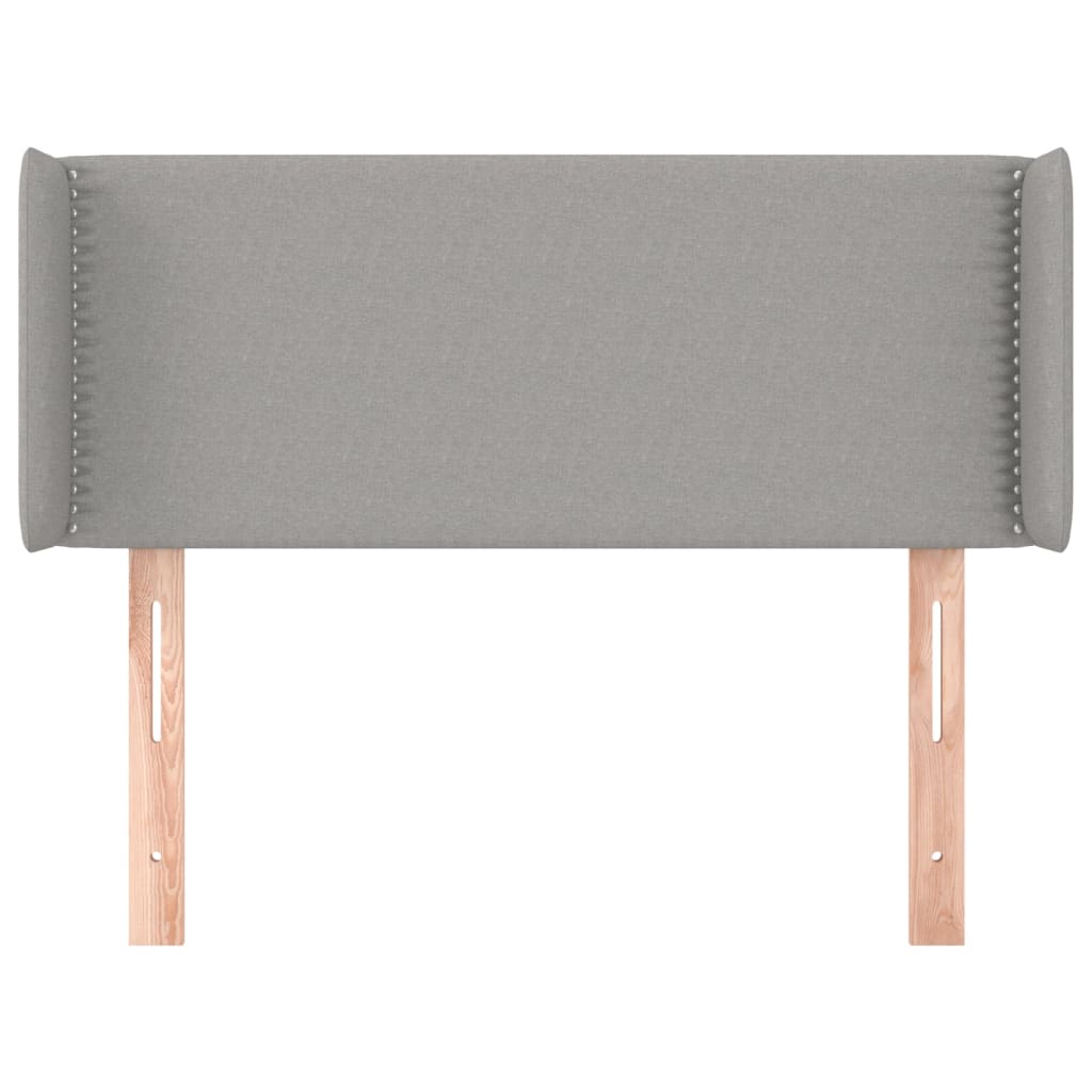 sengegavl med kanter 83x16x78/128 cm stof lysegrå
