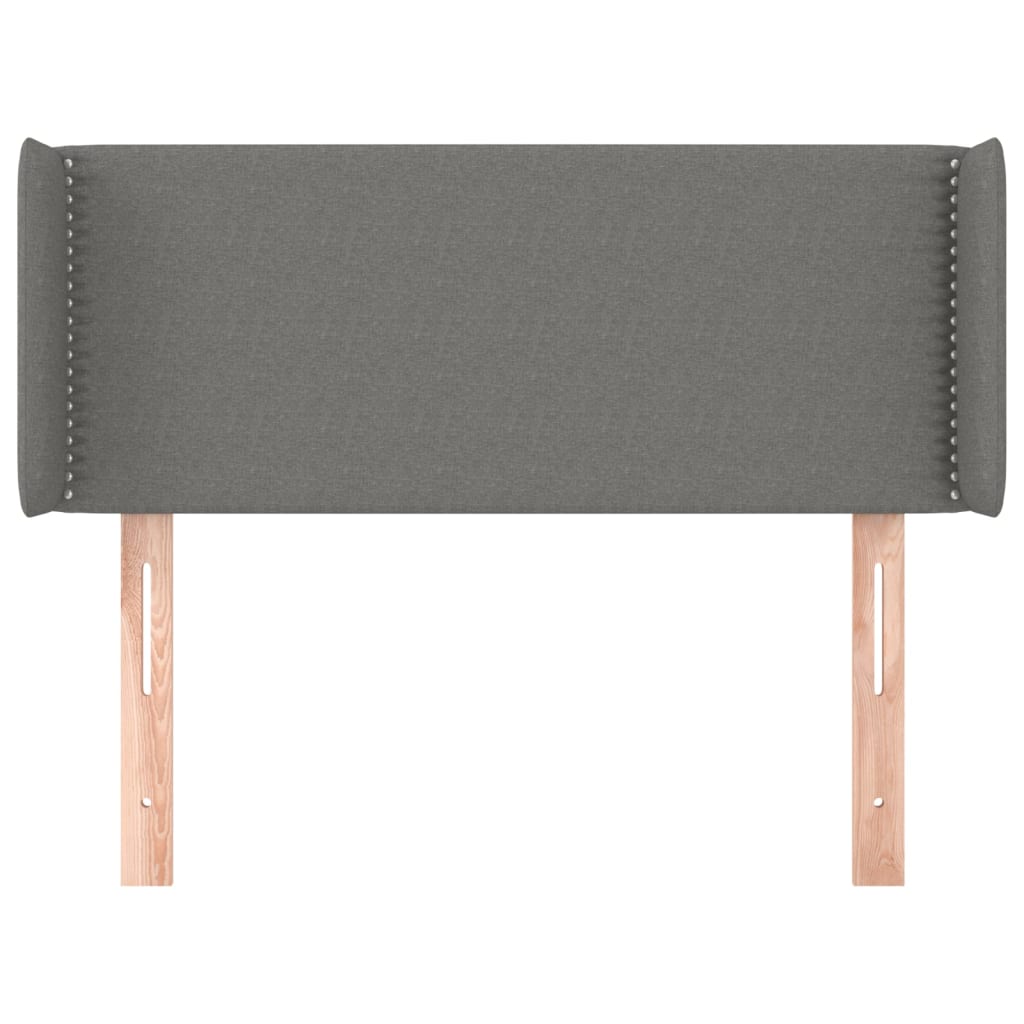 sengegavl med kanter 83x16x78/128 cm stof mørkegrå