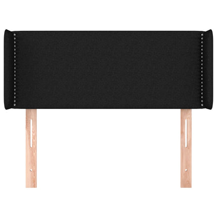 sengegavl med kanter 83x16x78/128 cm stof sort