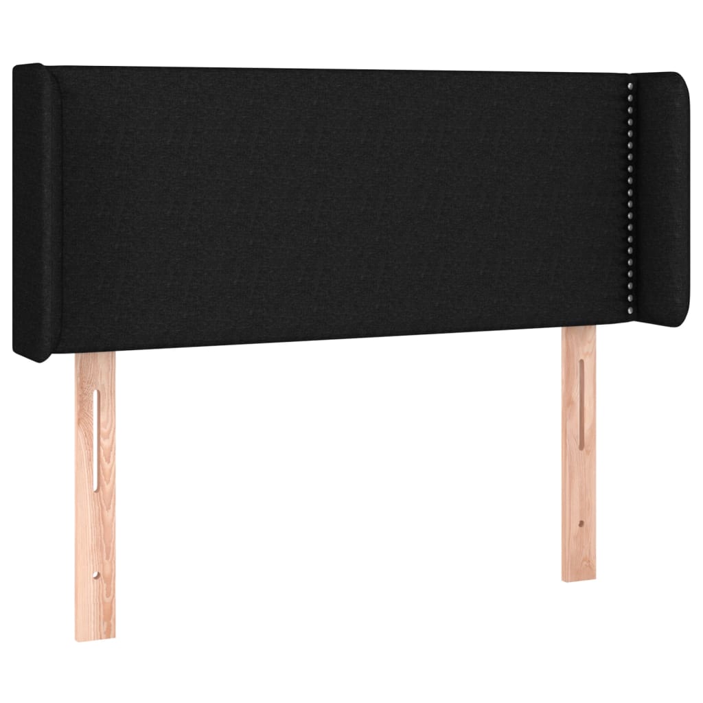sengegavl med kanter 93x16x78/88 cm stof sort