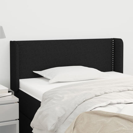 sengegavl med kanter 93x16x78/88 cm stof sort