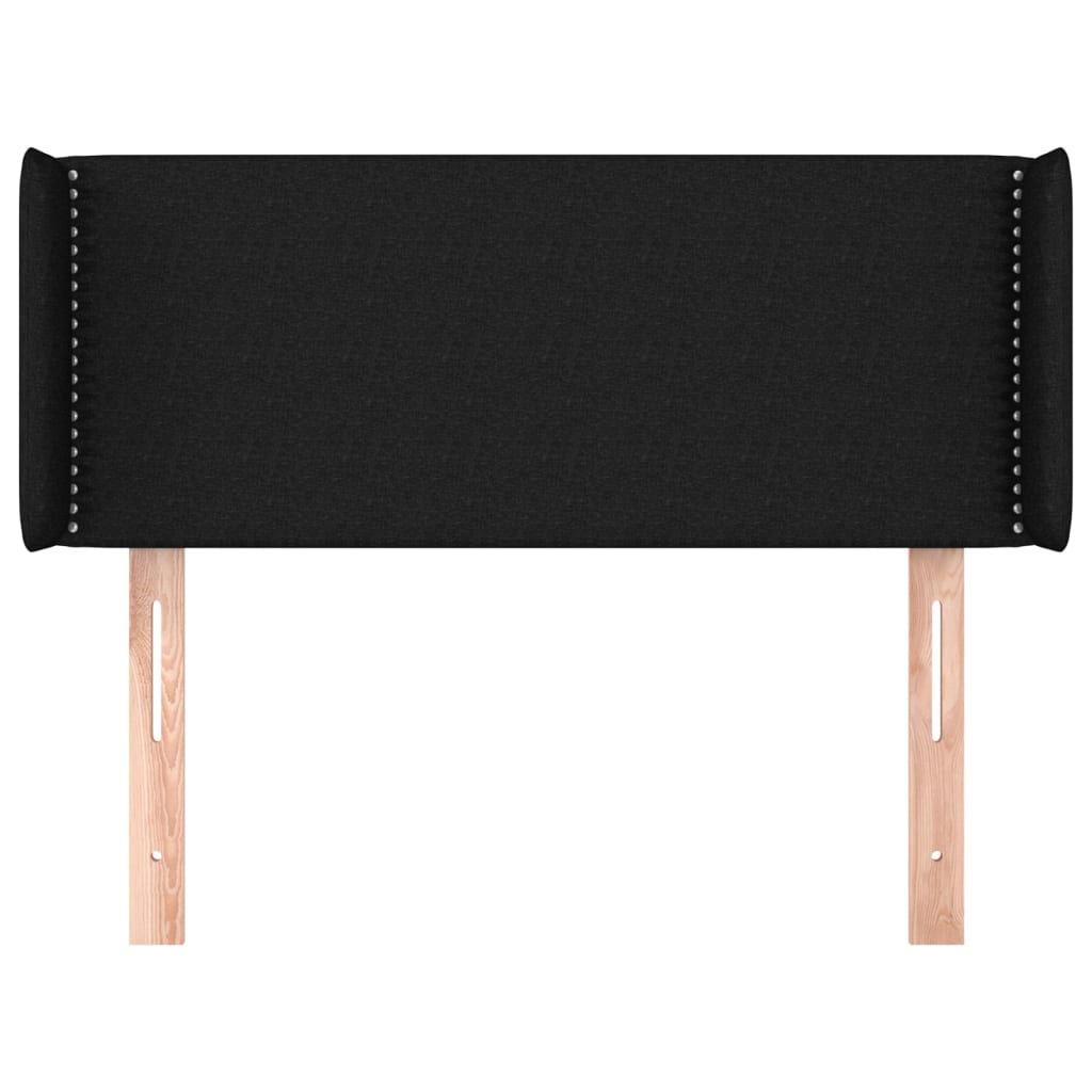 sengegavl med kanter 103x16x78/88 cm stof sort