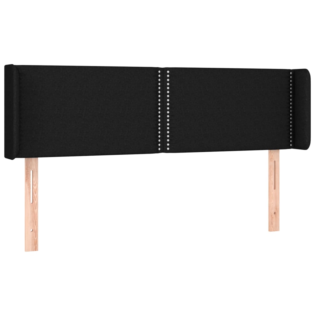sengegavl med kanter 147x16x78/88 cm stof sort