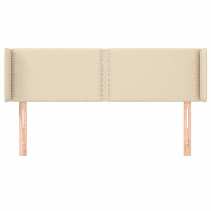 sengegavl med kanter 147x16x78/88 cm stof cremefarvet