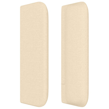 sengegavl med kanter 147x16x78/88 cm stof cremefarvet