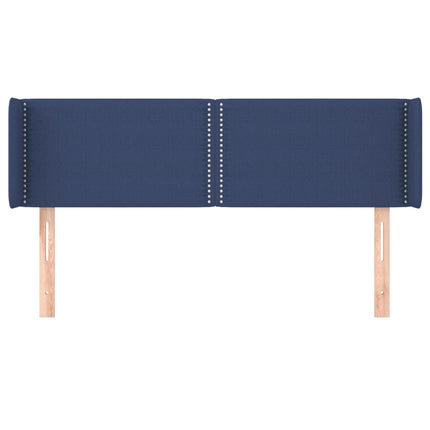 sengegavl med kanter 147x16x78/88 cm stof blå