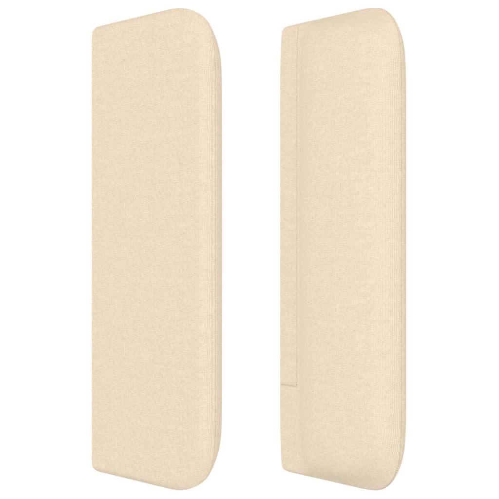 sengegavl med kanter 183x16x78/88 cm stof cremefarvet