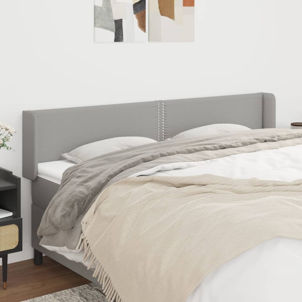 sengegavl med kanter 203x16x78/88 cm stof lysegrå