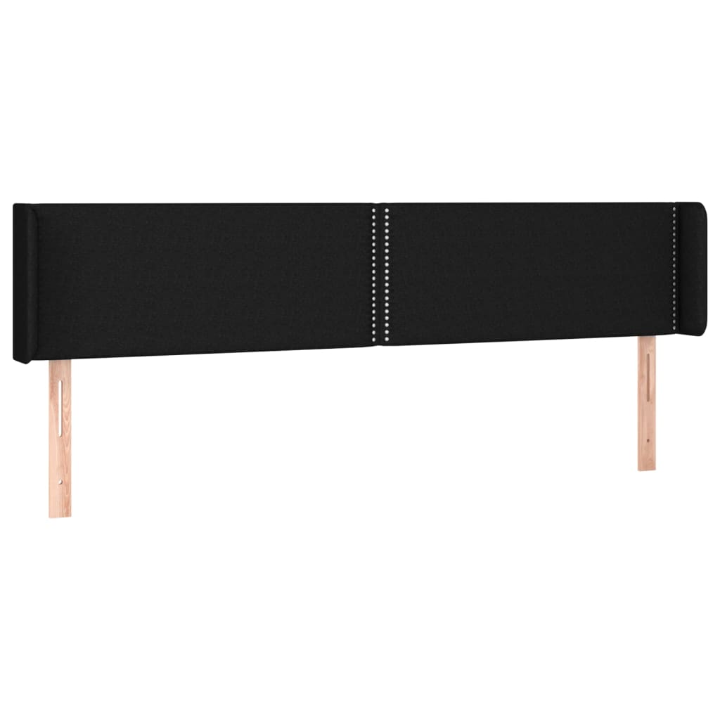 sengegavl med kanter 203x16x78/88 cm stof sort