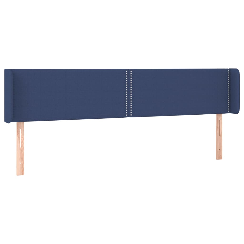 sengegavl med kanter 203x16x78/88 cm stof blå