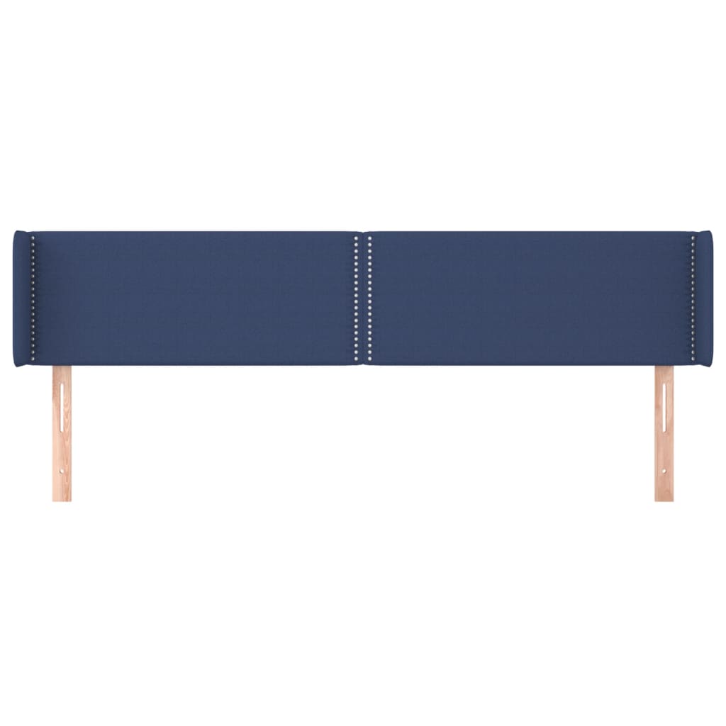 sengegavl med kanter 203x16x78/88 cm stof blå