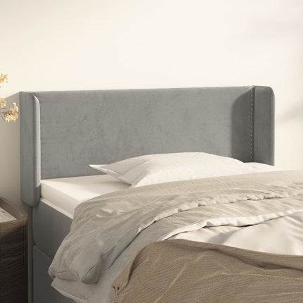 sengegavl med kanter 83x16x78/88 cm fløjl lysegrå