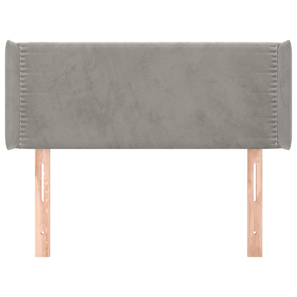 sengegavl med kanter 93x16x78/88 cm fløjl lysegrå