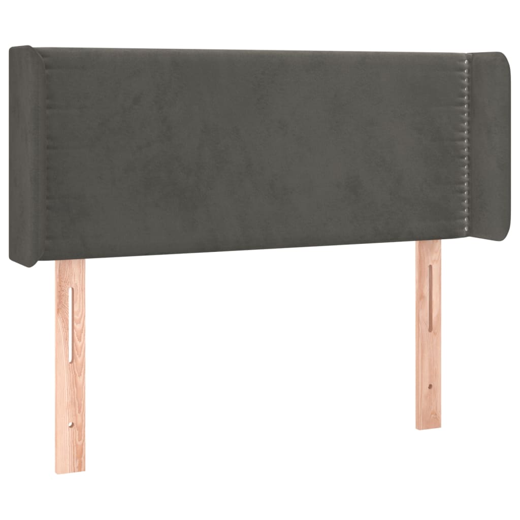 sengegavl med kanter 93x16x78/88 cm fløjl mørkegrå