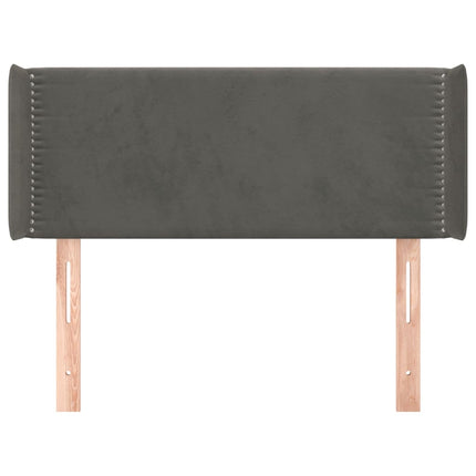 sengegavl med kanter 93x16x78/88 cm fløjl mørkegrå