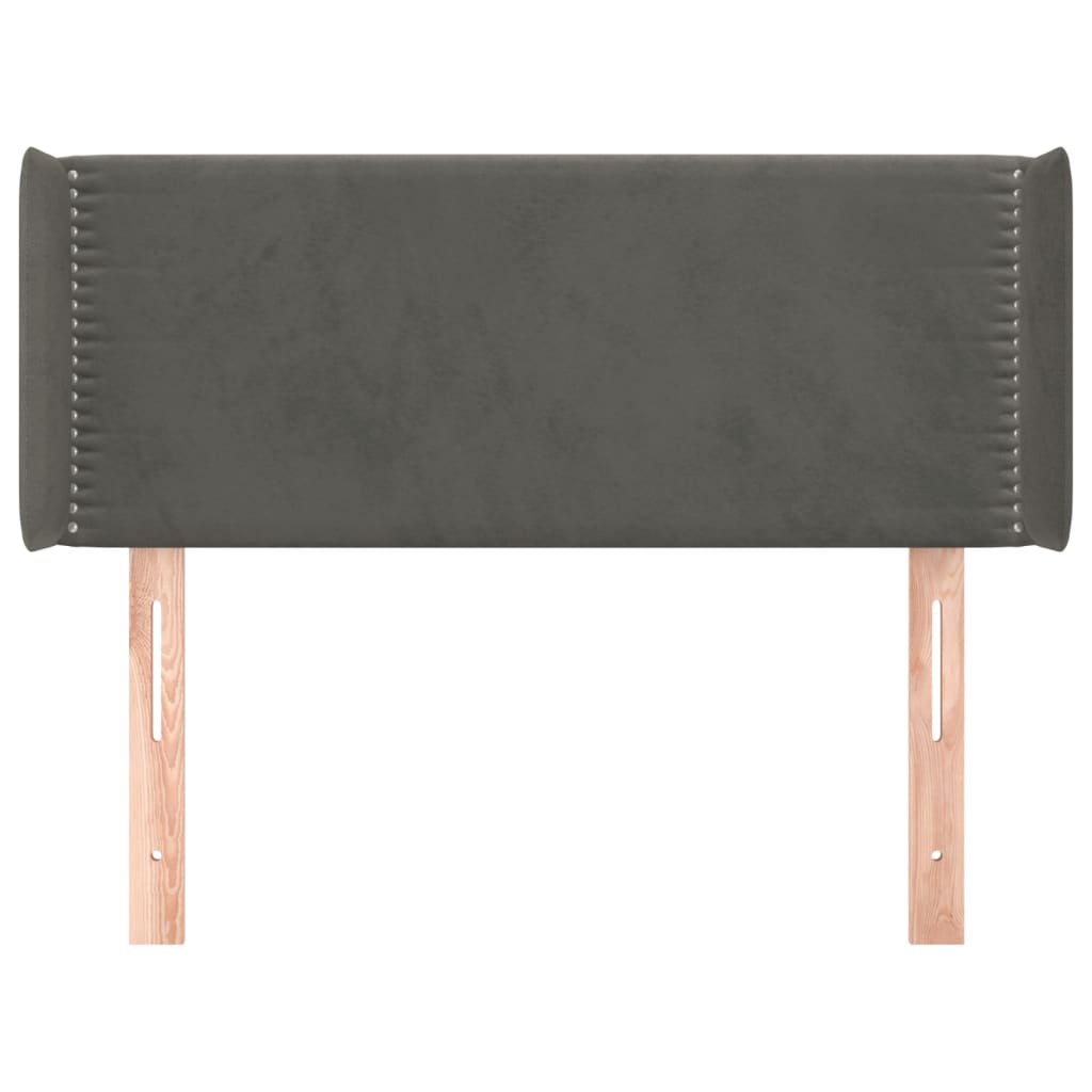 sengegavl med kanter 93x16x78/88 cm fløjl mørkegrå