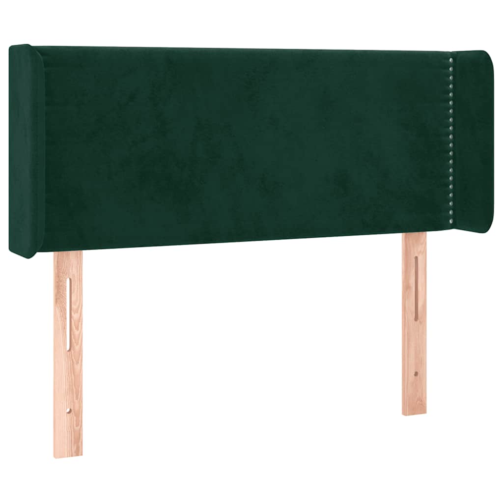 sengegavl med kanter 103x16x78/88 cm fløjl mørkegrøn