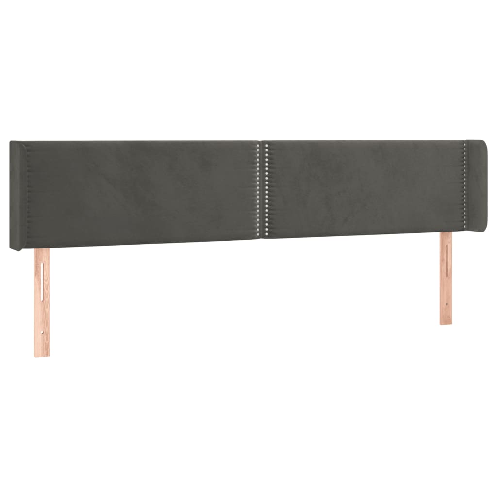 sengegavl med kanter 163x16x78/88 cm fløjl mørkegrå