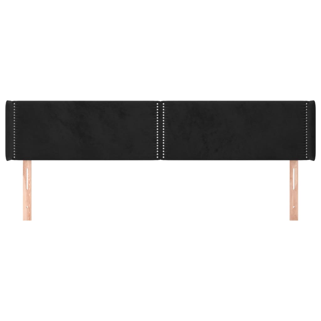sengegavl med kanter 163x16x78/88 cm fløjl sort