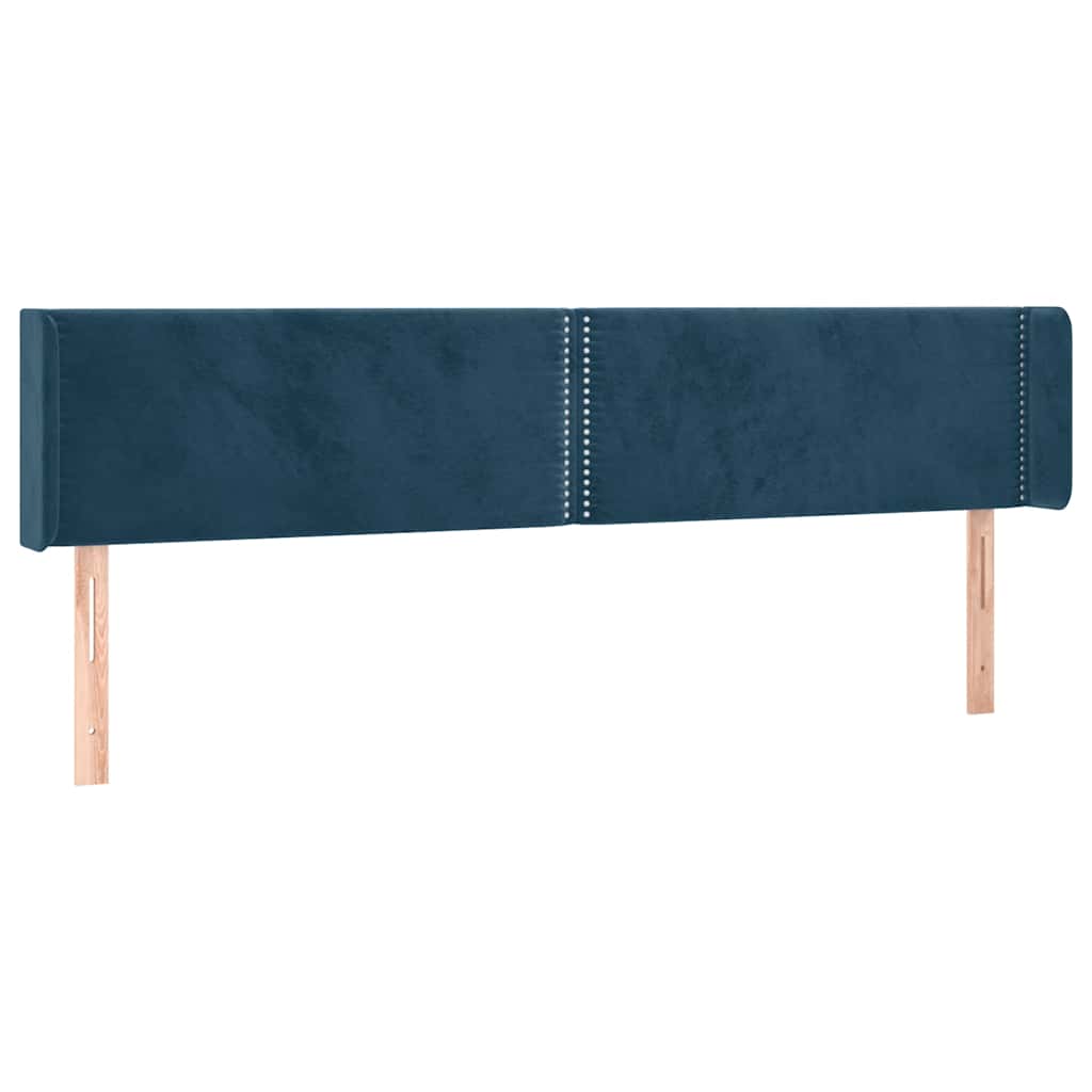 sengegavl med kanter 163x16x78/88 cm fløjl mørkeblå