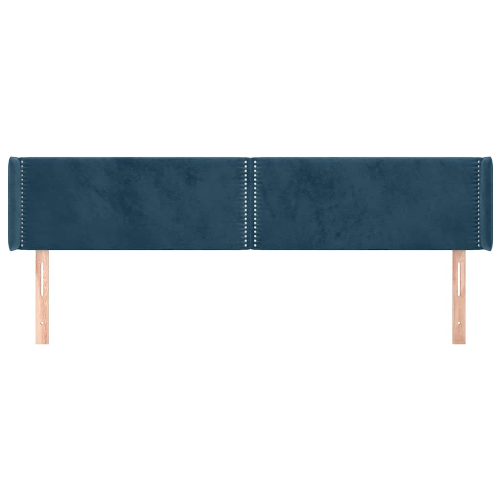 sengegavl med kanter 163x16x78/88 cm fløjl mørkeblå