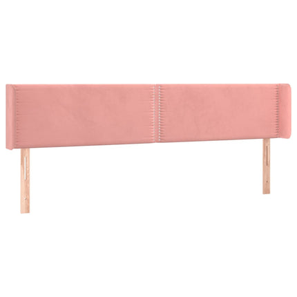 sengegavl med kanter 163x16x78/88 cm fløjl lyserød