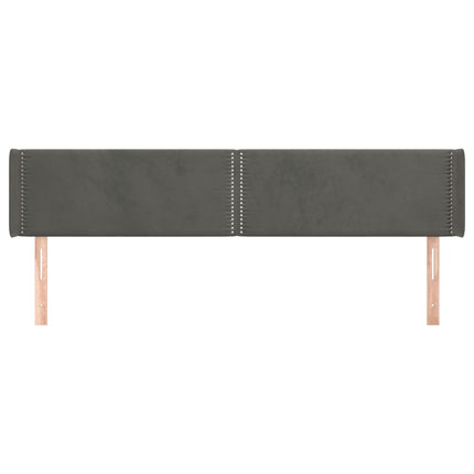 sengegavl med kanter 183x16x78/88 cm fløjl mørkegrå