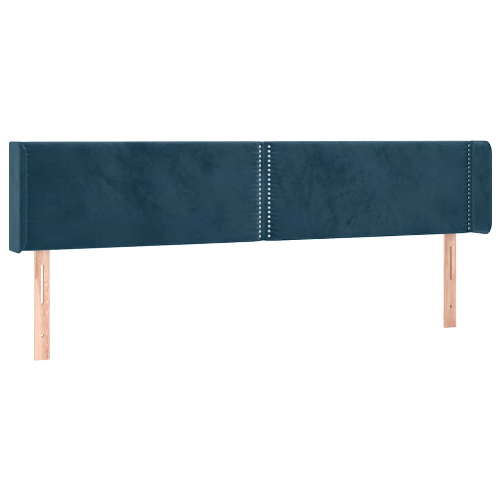 sengegavl med kanter 183x16x78/88 cm fløjl mørkeblå