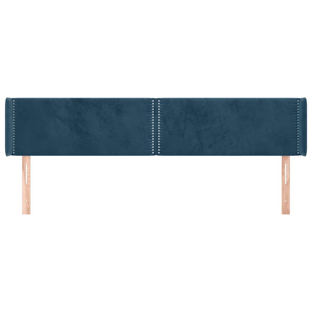 sengegavl med kanter 183x16x78/88 cm fløjl mørkeblå