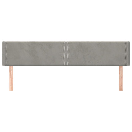 sengegavl med kanter 203x16x78/88 cm fløjl lysegrå