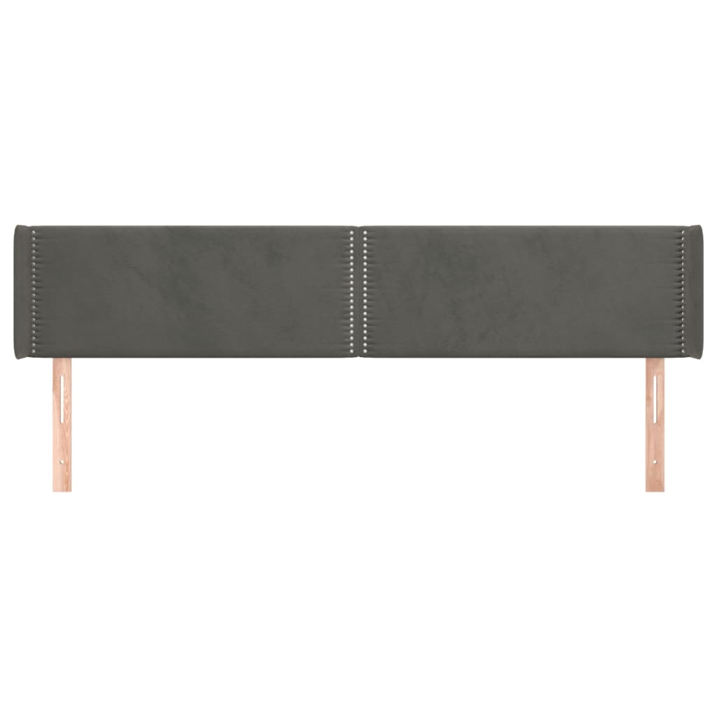 sengegavl med kanter 203x16x78/88 cm fløjl mørkegrå
